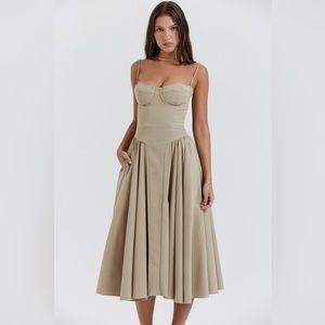 House of CB ‘Samaria’ dress in Taupe. Size Small, cup A-C.